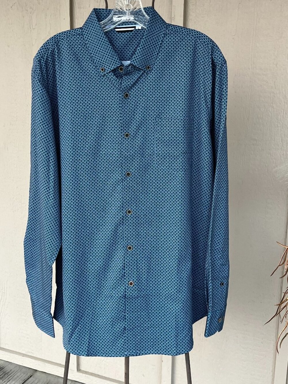 Construct Mens Shirt 4-Way Stretch Performance Long Sleeve Button Down Blue L